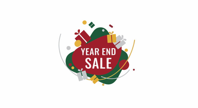 Festive holiday sale graphic with presents and text