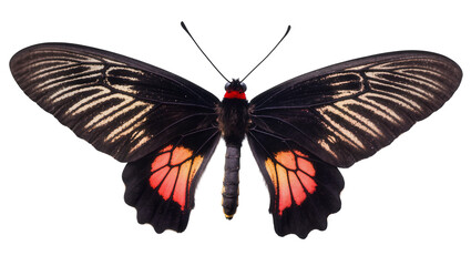 Black butterfly with red and orange wing patterns © Lisa