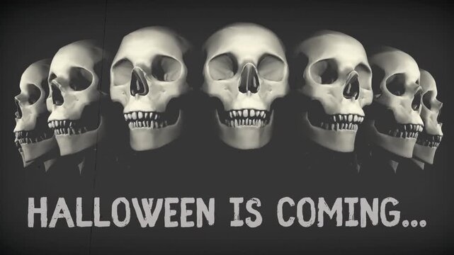 Halloween Skull Horror Background Spooky Dark Cinematic Motion Loop video 4k
