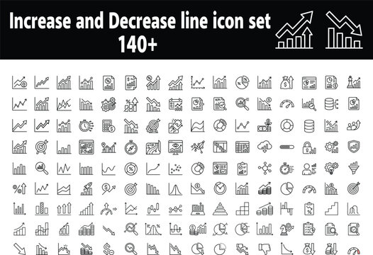 Increase and decrease line icon set 140 business growth and decline symbols