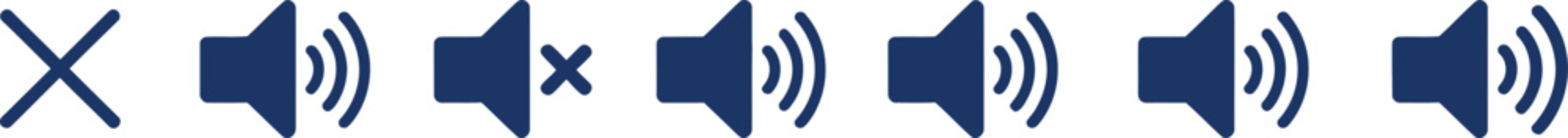 Sound volume and mute control in dark blue
