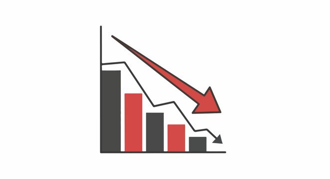Downward trend graph with red arrow indicating decline