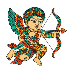 Obraz premium PNG Colorful angelic archer illustration