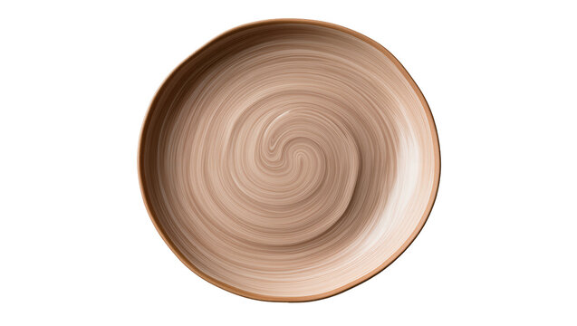 Swirl pattern ceramic dinner plate with brown rim