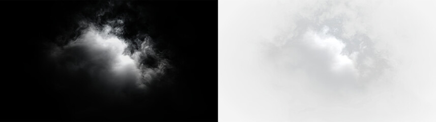 Soft gray clouds drift across a clear sky with a hint of light showing through in the afternoon, PNG with a light overlay © Liubov