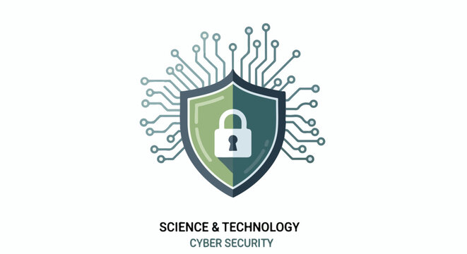 Digital shield with circuit board lines symbolizes cyber security protection