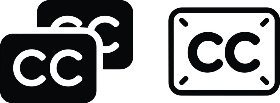 Closed captioning and subtitle cc symbol vector icon set