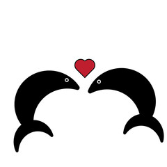 Naklejka premium pair of black and white hearts