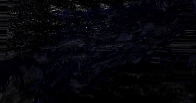 Dark abstract digital animation with glitchy fractal texture on black background