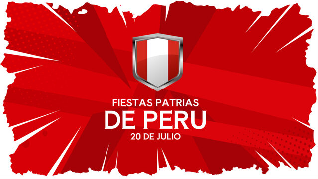 Fiestas patrias de Peru 20 de julio - banner, poster vector illustration