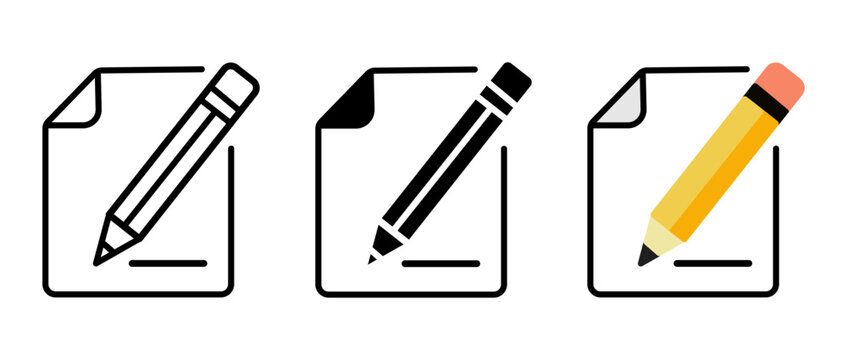 paper document and pencil edit icon set vector