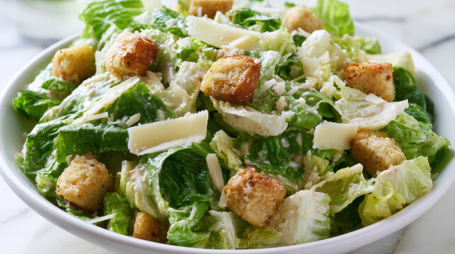 caesar salad with crisp romaine lettuce and dressing