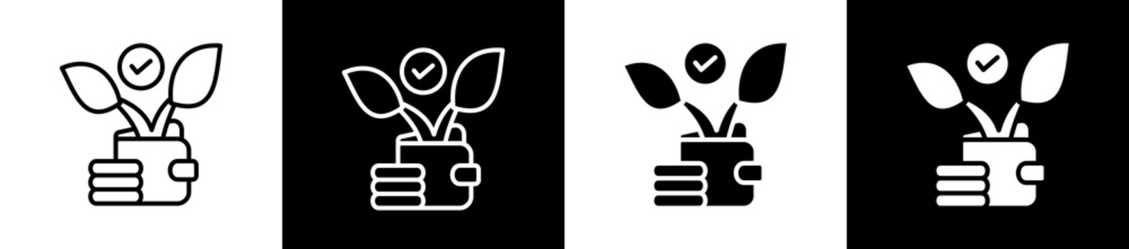Investing Icon In Outline And Glyph Styles With Black And White Variations
