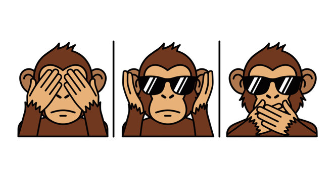 Three Wise Monkeys See No Evil Hear No Evil Speak No Evil.