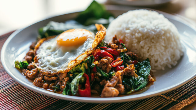 thai basil pork pad kra prows food photography
