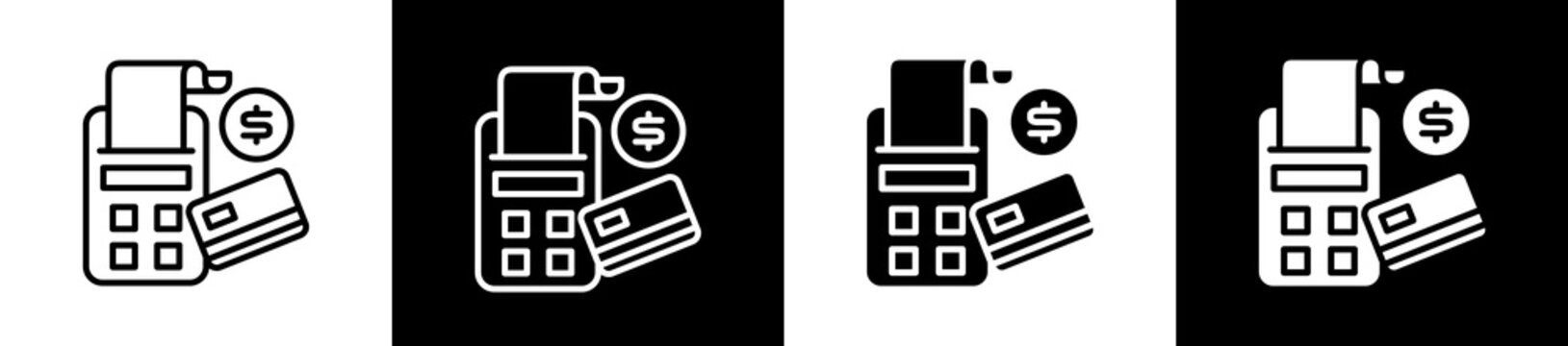 Payment Icon In Outline And Glyph Styles With Black And White Variations
