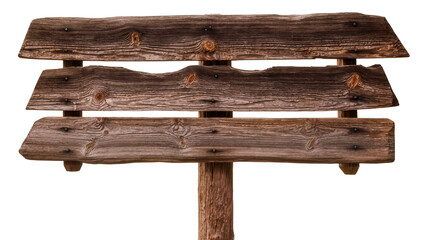 Rustic wooden signpost with three weathered planks © Hannah