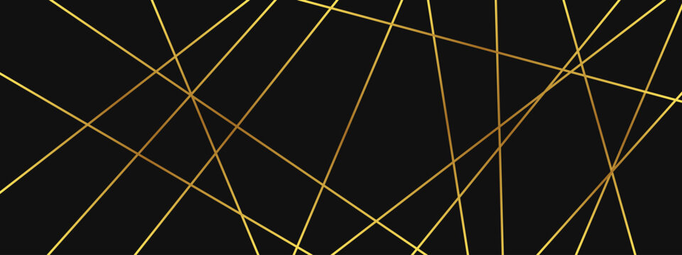 Abstract chaotic background with irregular gold lines and triangular shapes. Futuristic monochrome texture with gradation effect.