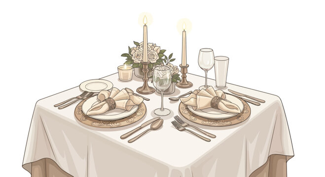 Elegant table setting for two people.