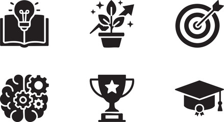 Fototapeta premium Professional Career Growth And Leadership Development Icons