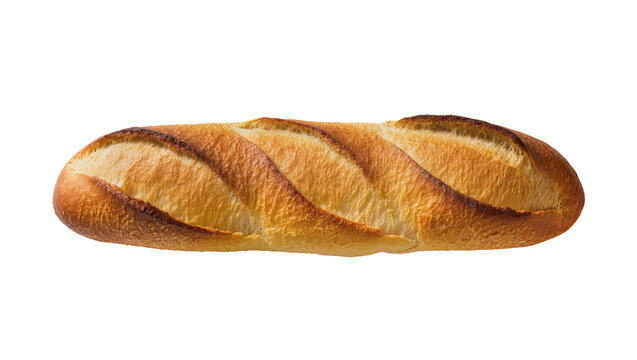 Golden brown crusty baguette bread with diagonal score marks