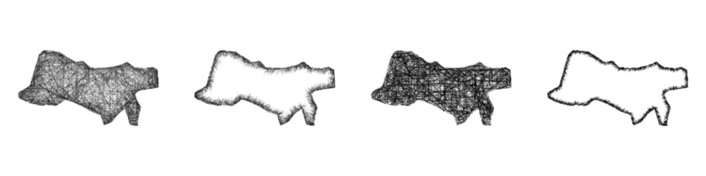 Monochrome sketch Gateshead (England) outline map design set