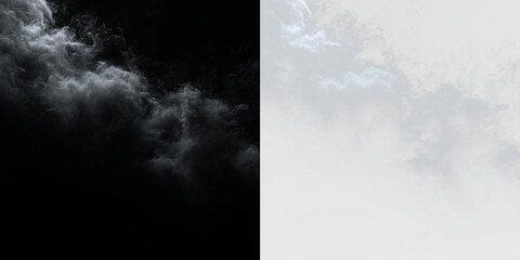Soft white clouds drift across a light gray sky during midday with no visible sun or other features in the background, PNG with a light overlay © Liubov