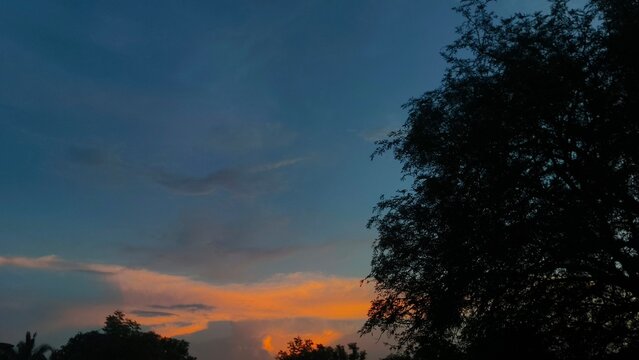 Gold sky evining time village 