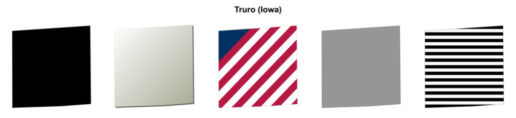Fototapeta premium Truro (Iowa) blank outline map set