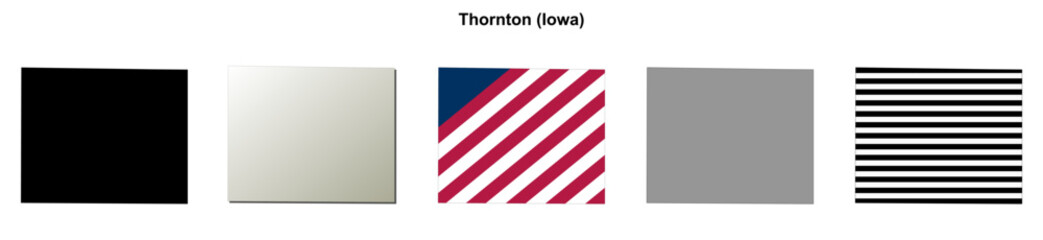 Fototapeta premium Thornton (Iowa) blank outline map set