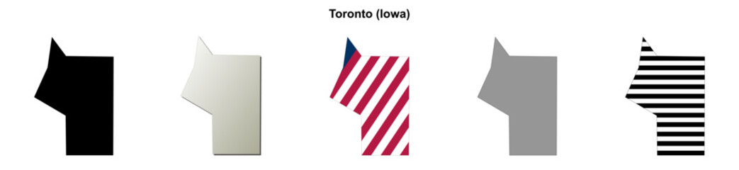 Naklejka premium Toronto (Iowa) blank outline map set