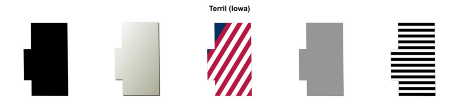 Terril (Iowa) blank outline map set