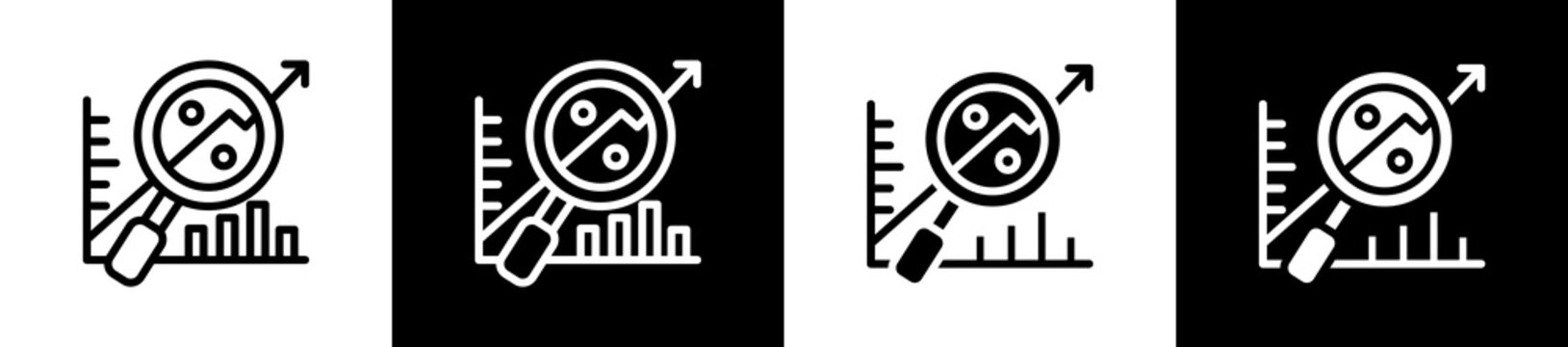 Percentage Icon In Outline And Glyph Styles With Black And White Variations