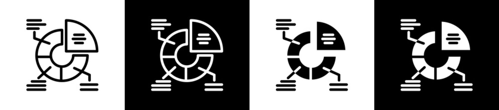 Ratio Icon In Outline And Glyph Styles With Black And White Variations