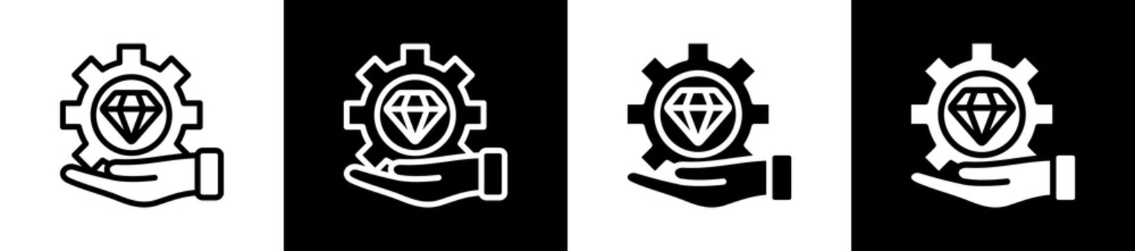 Value Proposition Icon In Outline And Glyph Styles With Black And White Variations