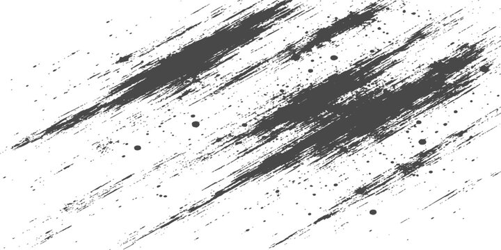 Black Dry Brush Streaks: Expressive paint smear texture with scattered grunge speckles