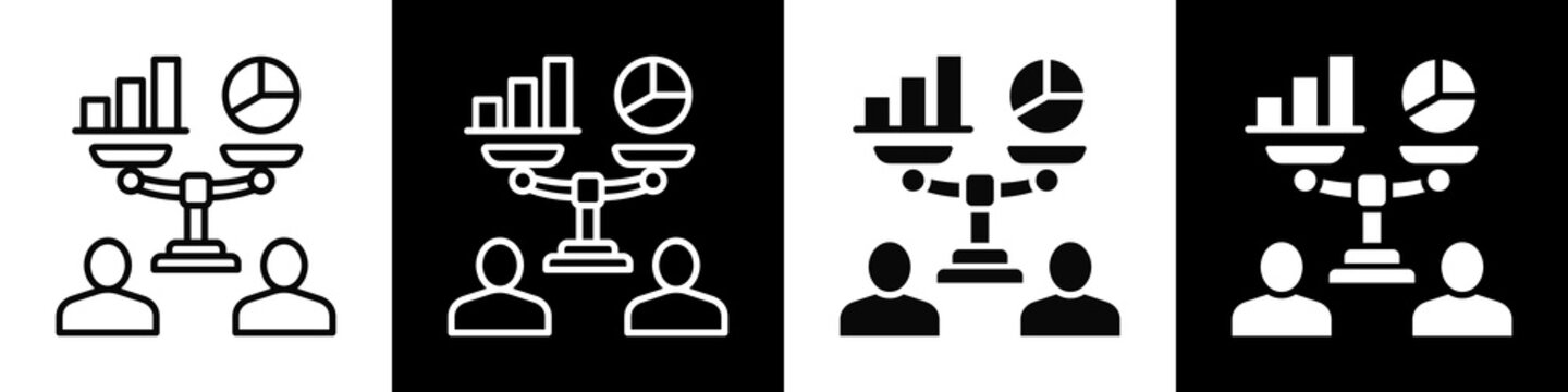 Workload Balance Icon In Black And White Background Style.