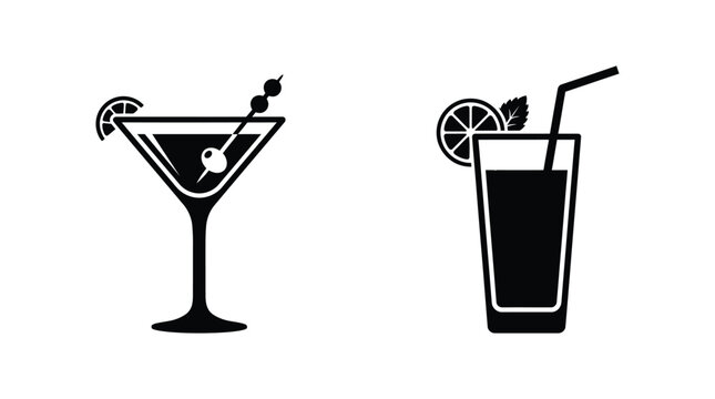 cocktail glasses silhouette drink martini tumbler black
