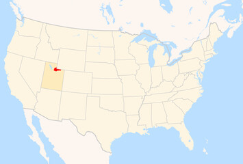 Fototapeta premium Locator Map of the County Summit (Utah, US) showing the Contiguous United States with the highlighted County