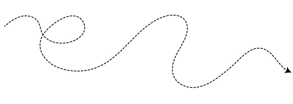 Hand drawn Dotted line with arrow pointing right, dashed arrow
