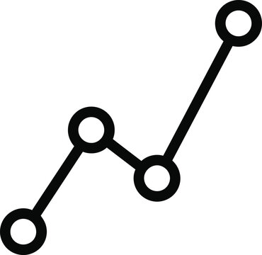 Minimalist line graph icon with data points depicting business growth and statistical analysis for web and mobile app design