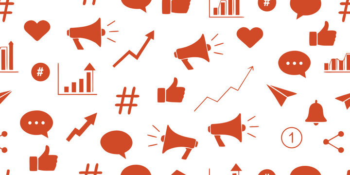 Social media marketing icons set on transparent background