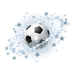 Naklejka premium A 3D illustration of an isolated black and white soccer football on a blank background, representing the classic round leather sphere equipment used for team sports competition and leisure game activi