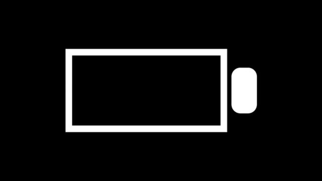 Mobile phone battery charging line by line and changing color from red to green animation. 4k seamless infinite loop. Concept of recharging energy, rest, sleep, enjoy, love. 