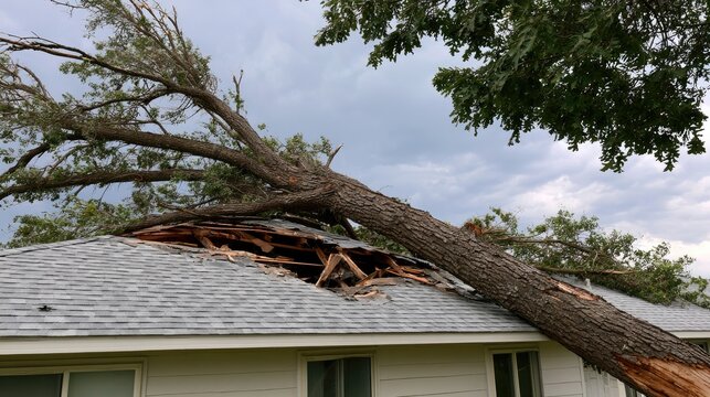 Fallen tree crashes through roof, causing extensive damage