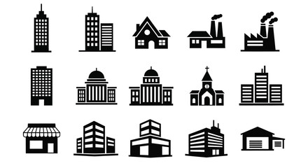 Building Silhouettes Vector Illustration On White Background © Safia512