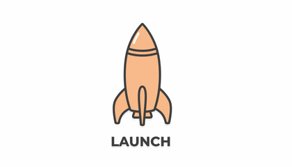Fototapeta premium Rocket ship launch icon, business success concept, startup background