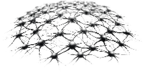 Abstract dome structure made of interconnected dots forming a geometric pattern with light and shadow effect. © MDtanjit