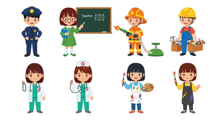 Fototapeta premium Cartoon people in different professions, occupation icons, business concept
