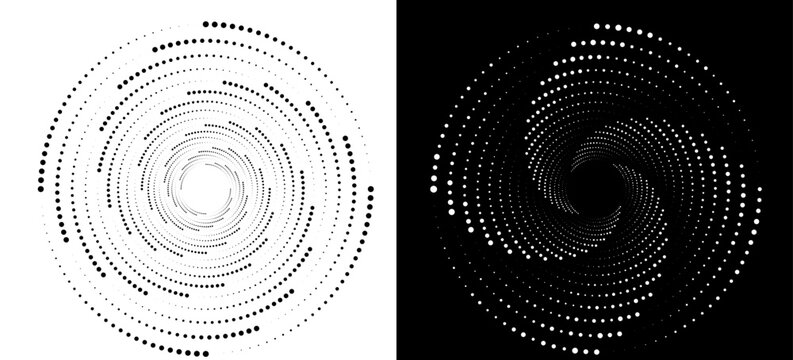 Abstract background with lines in circle. Art design spiral as logo or icon. A black figure on a white background and an equally white figure on the black side.
